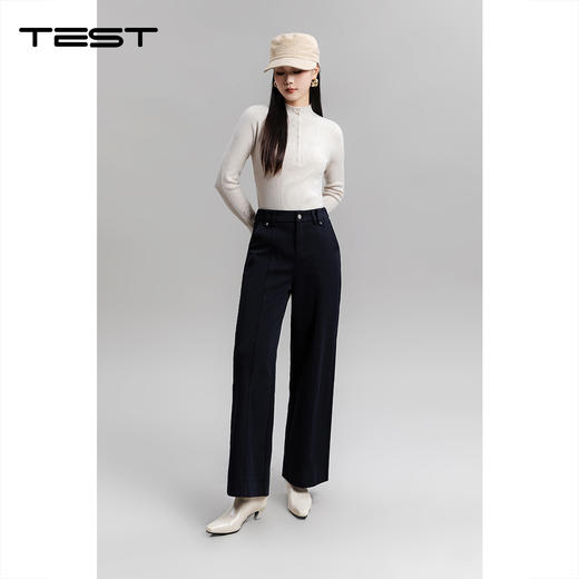 冬上新简约半高领纽扣设计针织打底衫1254033 商品图0