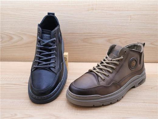 2023豪行秋新款正品真皮休闲舒适低跟耐磨高帮圆头男单鞋13342092 商品图0