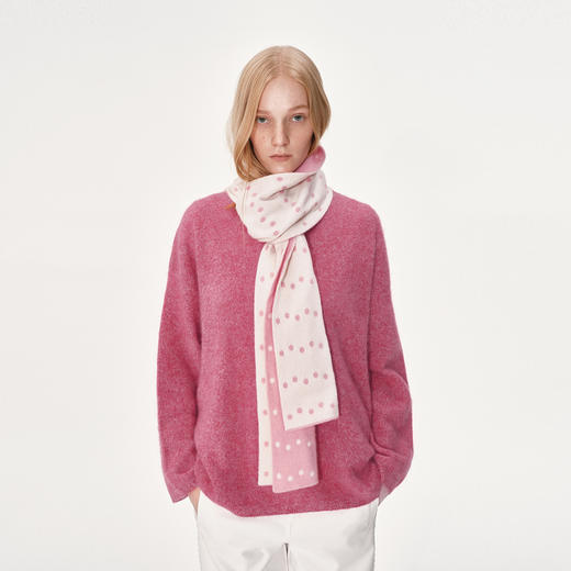 NUTH 美利奴羊毛正反两色波点保暖围巾女 黑色/粉色（发货时间同步天猫） 商品图5