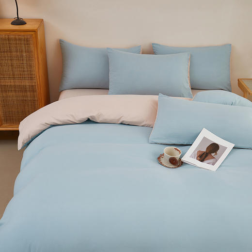 彼加曼 双拼彩棉纯风四件套-浅兰200*230cm BGM-T2461 商品图3