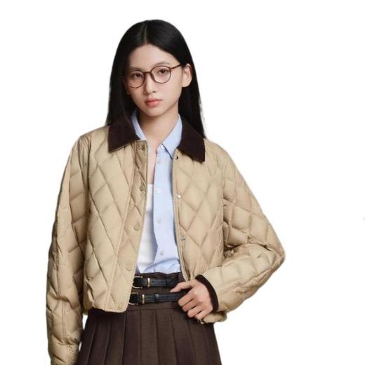 波司登 女翻领菱形格短款羽绒服 B250135332 商品图1
