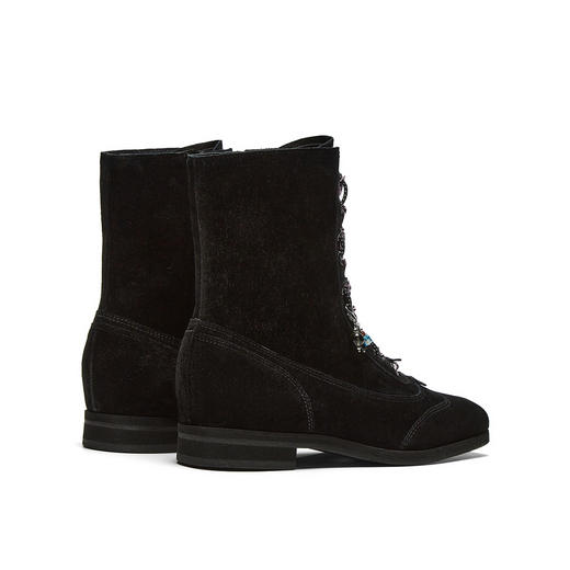 BF楼真美诗栗子甜心2025新冬款羊皮甜美织带甜酷时装西部短靴女吊牌价1998折后价1598 商品图2