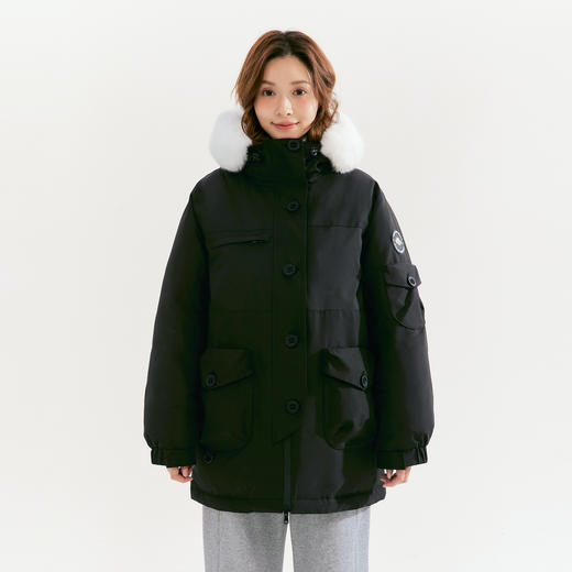 笛莎Deesha青少年女童羽绒服2025冬季女童连帽工装毛领羽绒服 商品图1