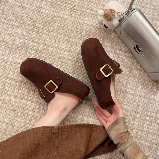 【YW】无忧购 厚底一脚蹬懒人包头半拖鞋女新款复古皮带扣百搭勃肯拖鞋559（截单后7天发货) 商品图2