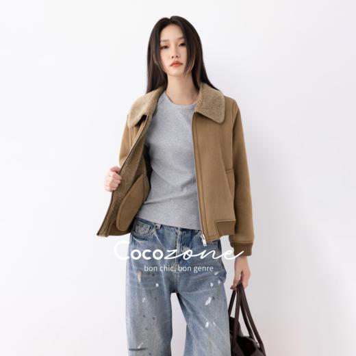 COCO ZONE 冬季复古美式拼接翻领保暖外套 CC2D3074 商品图2