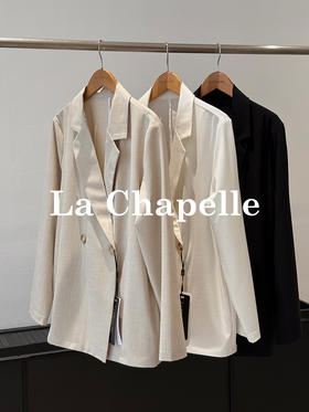 专柜实拍【高端/通勤气质】拉夏贝尔/La Chapelle薄款西装外套女2025新款透气宽松休闲西服短外套