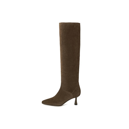 BF楼真美诗董洁同款回头率2025新冬款羊皮高跟堆堆靴时装瘦瘦靴长靴女吊牌价2998折后价2298 商品图1