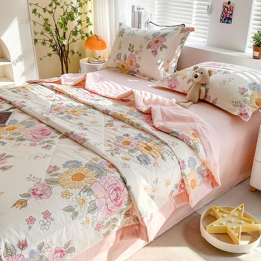 里外全棉印花夏被 可水洗新疆棉花夏凉被 商品图3