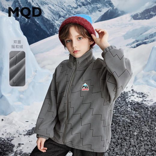 【MQD】冬季男大童保暖基础百搭立领摇粒绒外套 商品图0