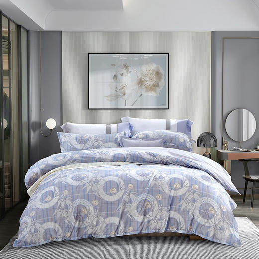 富安娜 床单四件套/星月竹影/灰 203*229cm 6916517647598 商品图4