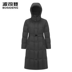 波司登25新款女士鹅绒可脱卸帽长款羽绒服B250244146