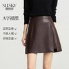 【10/15新品】熙世界【柔韧PU皮】复古咖色小皮裙短裙女2025秋冬新款a字半身裙 商品缩略图0