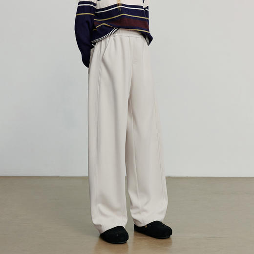 初语休闲裤女冬季新款侧缝前移远红外发热仿呢松紧腰香蕉裤 商品图2