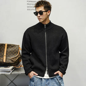 徐太浪【cleanfit 肌理感】双拉链开衫毛衣男春秋休闲针织衫外套