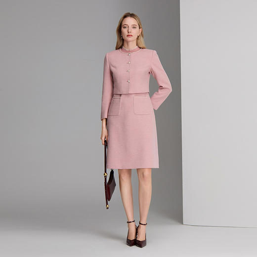 EITIE爱特爱假两件小香风 钻扣点缀低调不失华美气质连衣裙8407123 商品图1