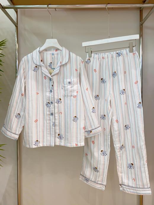 松植屋儿童长袖长裤套装男童春秋100%全棉纱布家居服中大童小孩卡通睡衣 商品图0