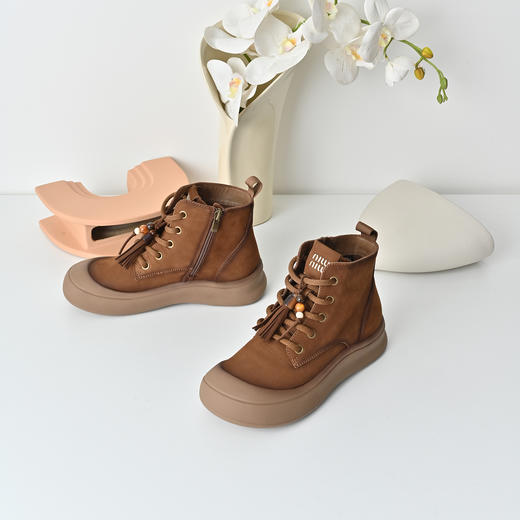 经典鲨2025年冬季专柜新品牛皮革加绒保暖高帮休闲鞋棉鞋女KW57-558081 商品图3