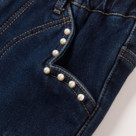 【MQD】女大童冬季潮酷休闲保暖牛仔长裤 商品图3