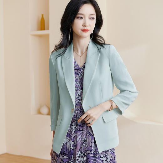 剩S/M 别致七分袖醋酸西服知性职业小西装外套女0824 商品图0