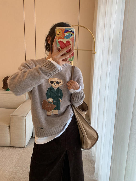 1015-6 亲戚工厂 一手渠道货 RL紫标小熊毛衣 羊毛羊绒混纺 敲美的 商品图14