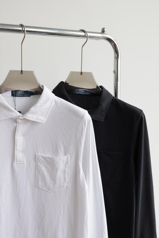 R.L 复古水洗做旧 翻领全棉针织长袖POLO衫 CX229 商品图5