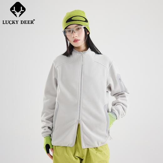 【秋冬新品！88元秒杀！】LUCKY DEER幸运鹿秋冬季时尚摇粒绒开衫外套户外轻保暖外套 商品图4
