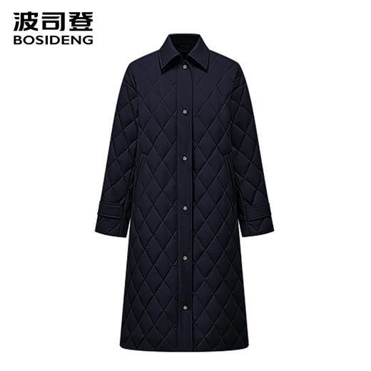 波司登羽绒服2025秋季新款女士长款轻薄菱格小香风外套B250134188 商品图1