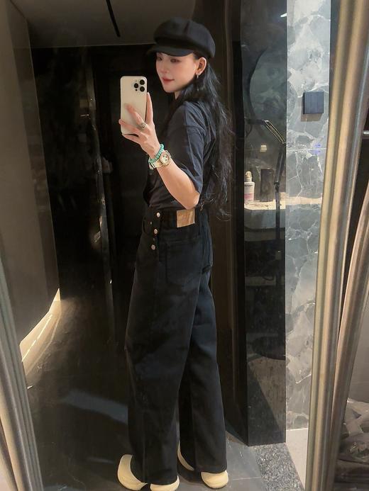 男女同款黑色宽松牛仔背带裤（蕾姐S参考 波哥穿M码） 商品图4