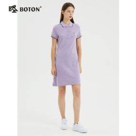波顿针织纯棉polo连衣裙女夏季法式设计感休闲运动风纯色短袖中裙LD228221