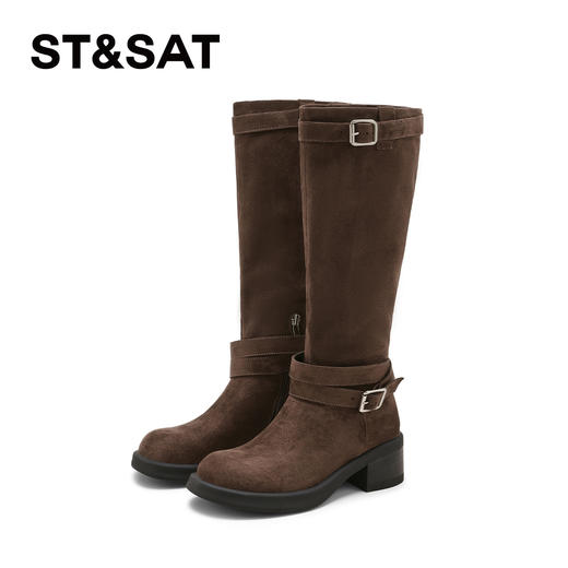 星期六个性机车风金属扣长靴SSD3117CQX 商品图9