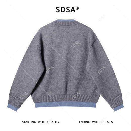 72111SDSA男士秋冬新款痞帅男装极简风撞色拼接假两件毛衣开衫针织衫 商品图5