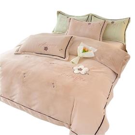 彼加曼 兔毛绒贴布绣保暖工艺四件套-奶咖200*230cm BGM-T2542