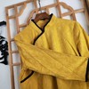仅一件！ 【断码清仓】复古中国风黄色立体印花旗袍 撞色盘扣立领中袖改良连衣裙 ZFYY015 商品缩略图4