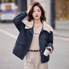 双层拼接翻领短款派克服外套，小个子加绒夹克上衣HR-8953 商品缩略图2