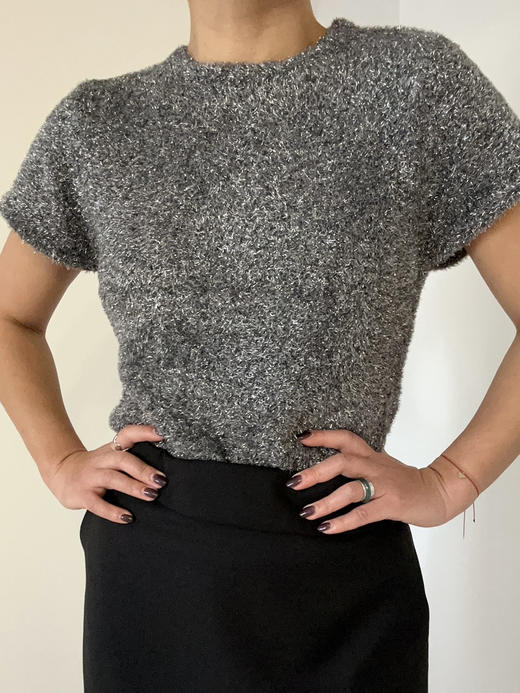 Viktoria Chan｜AW23014 Elisa sparkle TOP [ 短袖 灰 ] 商品图6