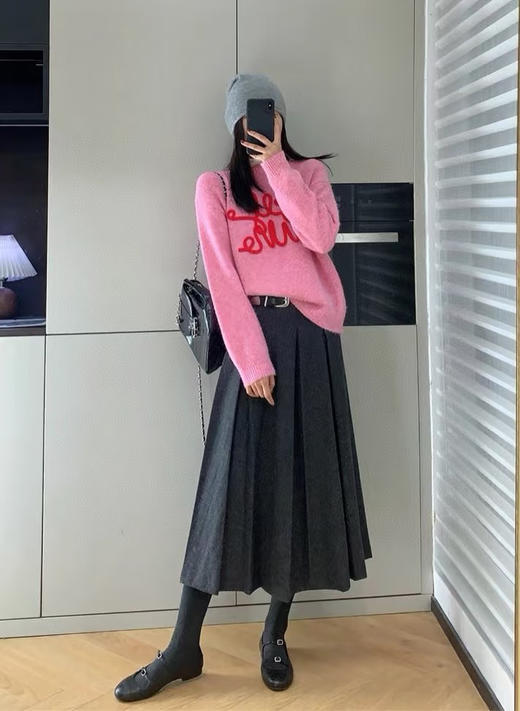 原单selfwho精裁羊毛百褶半身裙101502 商品图2