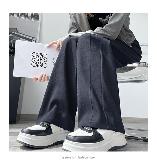 现货【YW】无忧购 加绒白色运动裤女直筒宽松卫裤休闲小个子窄版香蕉阔腿裤Z660（截单后7天发货) 商品图4