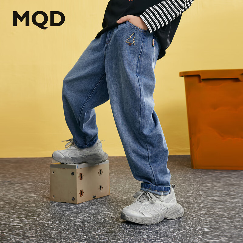 【MQD】男童25春学院风中大童休闲百搭直筒牛仔裤子
