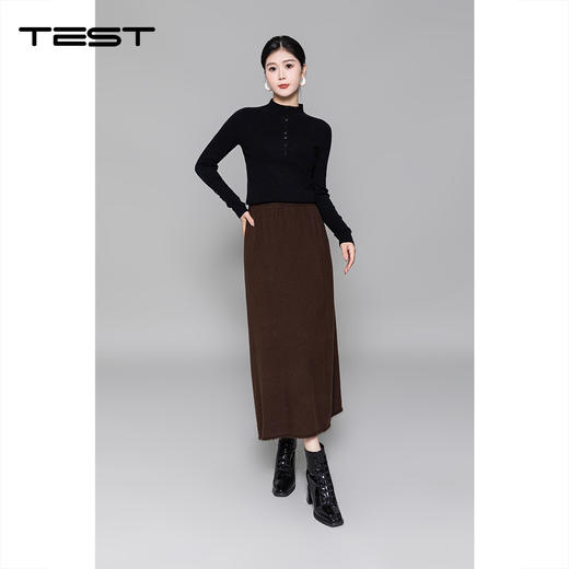 冬上新简约半高领纽扣设计针织打底衫1254033 商品图3