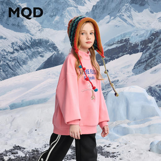 【MQD】女大童冬季新品潮酷休闲学院风卡通半高领加绒卫衣 商品图1