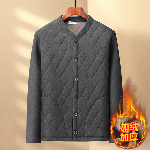 冬季【中老年男装保暖开衫棉衣】加绒加厚棉袄外穿 老人爸爸冬季内搭套装  商品图13