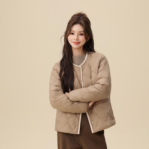 90%鸭绒填充  单排扣短款超轻圆领轻薄羽绒服女   A-5428 商品图1