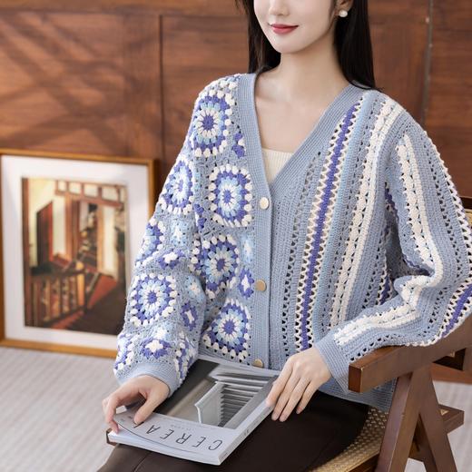 苏苏姐家起点拼花外套手工diy钩针编织4股牛奶棉毛线团材料包 商品图2