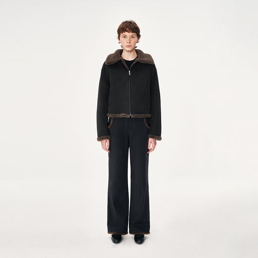 NUTH黑色复古拼接撞色休闲微喇裤女 商品图2