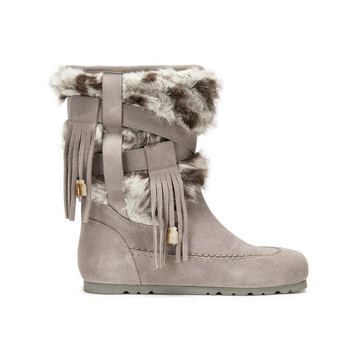 BF楼真美诗远山浮雪2025新冬款牛皮复古波嘻风勃肯毛绒雪地靴女吊牌价2498折后价1898 商品图3