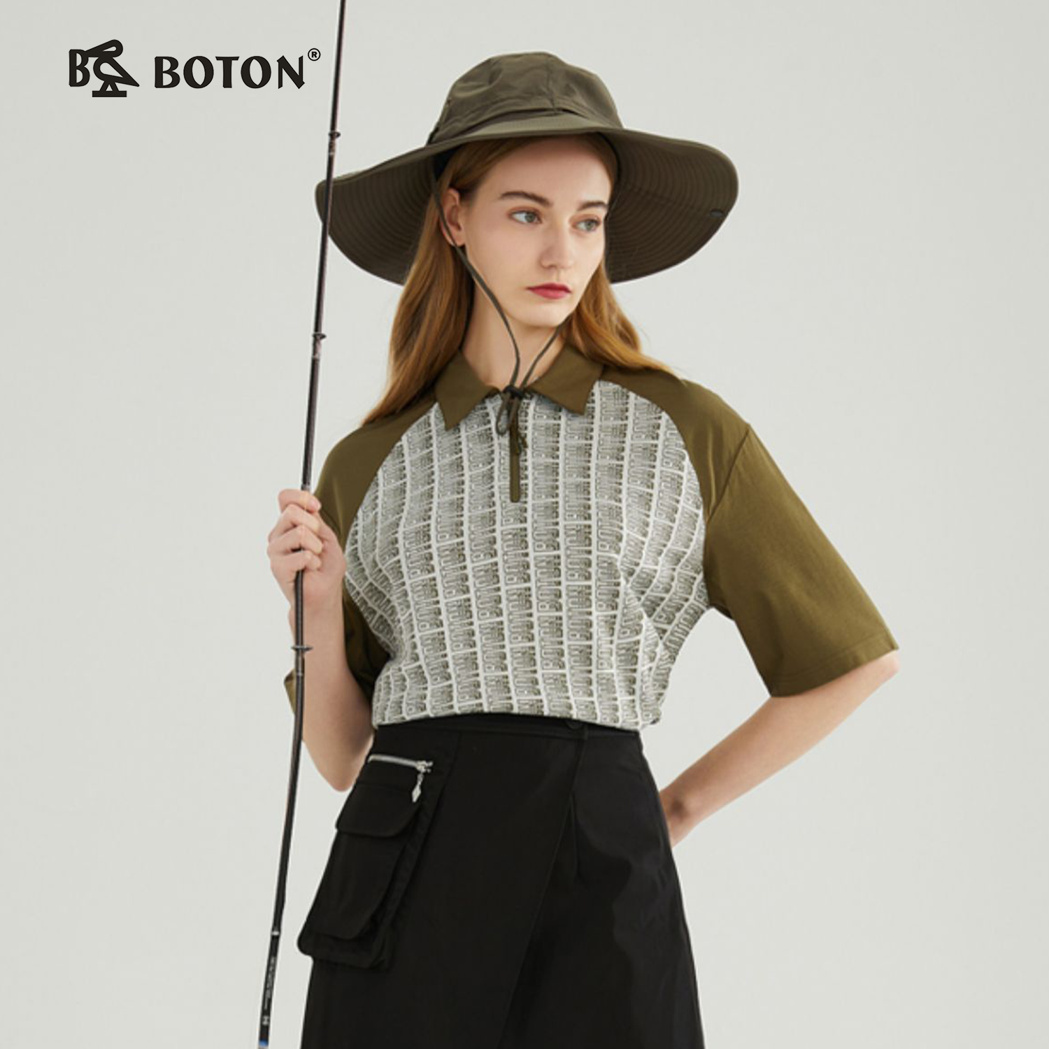 【户外有活力】波顿春秋女绿色T恤短袖高端运动休闲poloLU102223