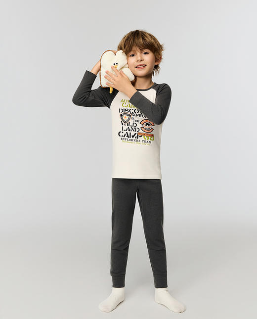 【春上新】8楼爱慕儿童Aimer Kids男孩25AW暖阳露营时光双层圆领长袖AK272J812，吊牌价499元 商品图2