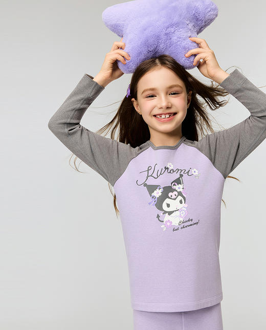 【春上新】8楼爱慕儿童Aimer Kids女孩25AW暖阳酷洛米花语双层圆领长袖AK172J822，吊牌价499元 商品图2