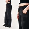 NUTH黑色复古拼接撞色休闲微喇裤女 商品缩略图1