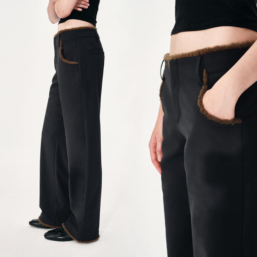 NUTH黑色复古拼接撞色休闲微喇裤女 商品图1
